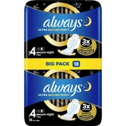Always® Ultra Secure Night Mit Flügeln Damenbinden Big Pack 18ST