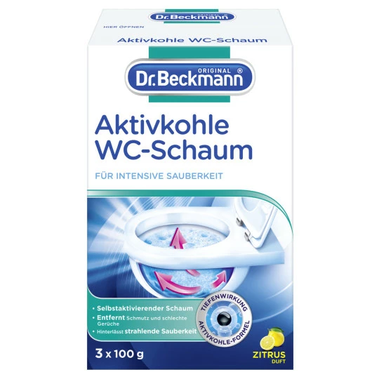 Dr.Beckmann Aktivkohle WC-Schaum 3x 100G 1 Dr.Beckmann Aktivkohle WC-Schaum 3x 100G