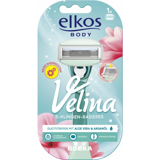 Elkos Body Velina 5-Klingen Rasiersystem + 1 Klinge 1 Elkos Body Velina 5-Klingen Rasiersystem + 1 Klinge
