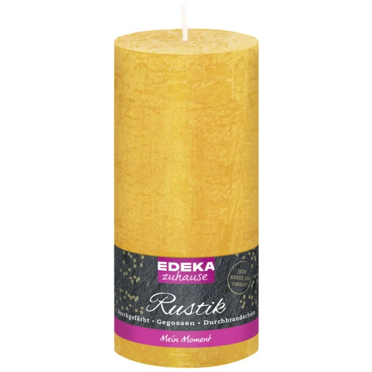 EDEKA Zuhause Rustik Stumpenkerze Gelb 16cm X 7cm 1 EDEKA Zuhause Rustik Stumpenkerze Gelb 16cm X 7cm